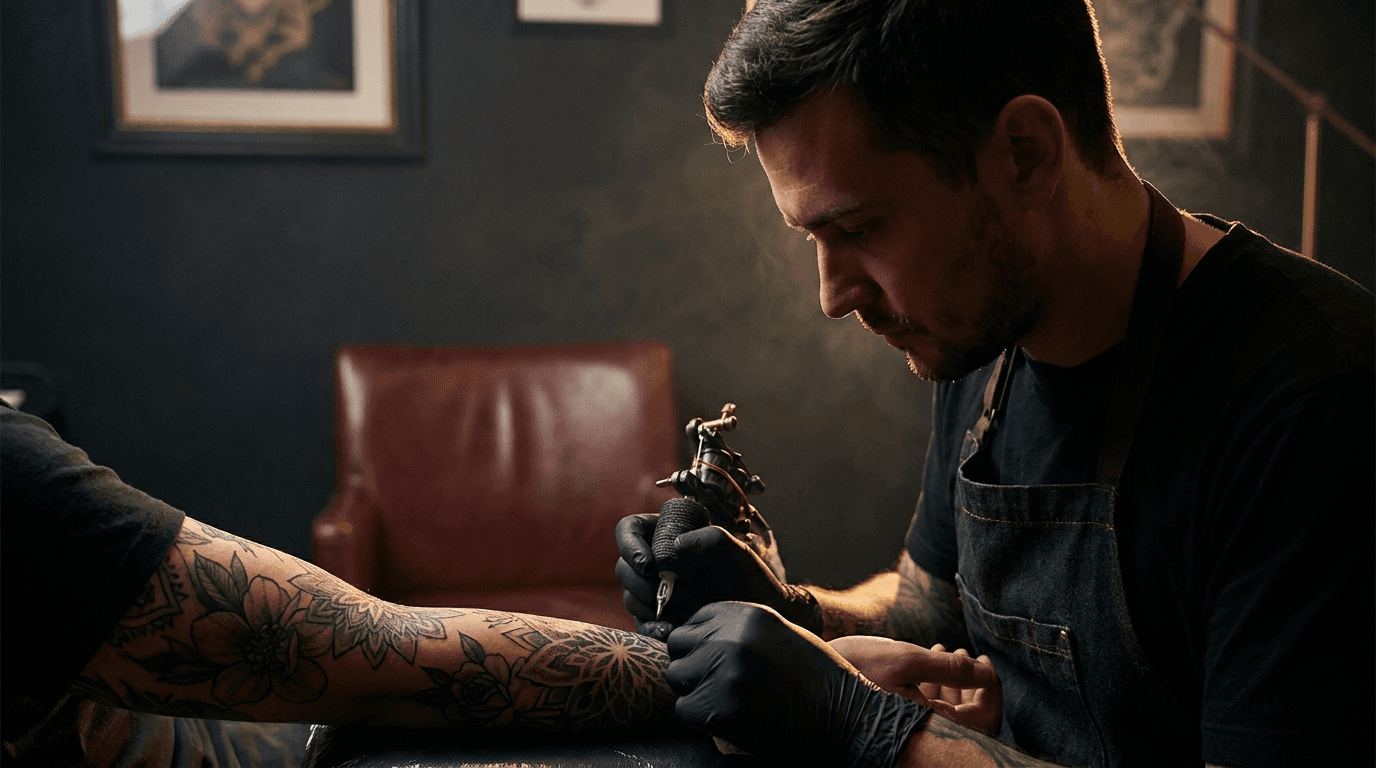 Tattoo artist at work